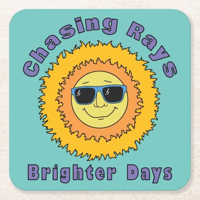 Chasing Rays Square Paper Coaster (Front)