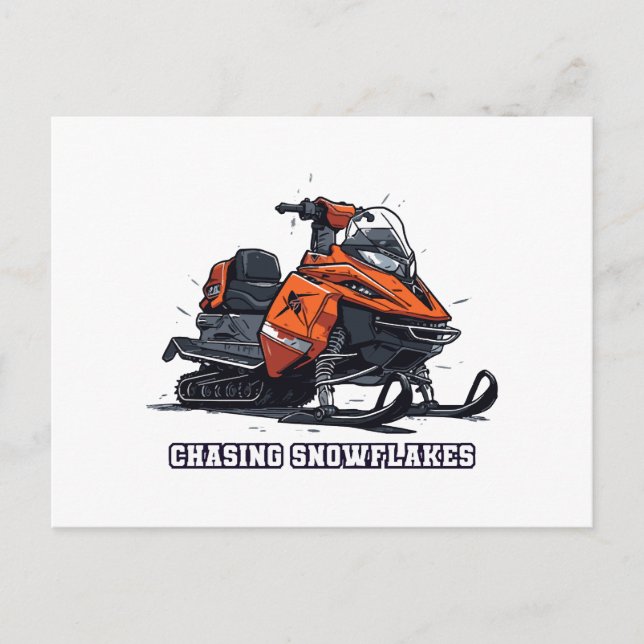 Chasing Snowflakes Snowmobile Adventure Postcard (Front)