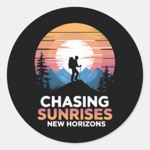 Chasing Sunrises New Horizons Outdoor Hiking Classic Round Sticker