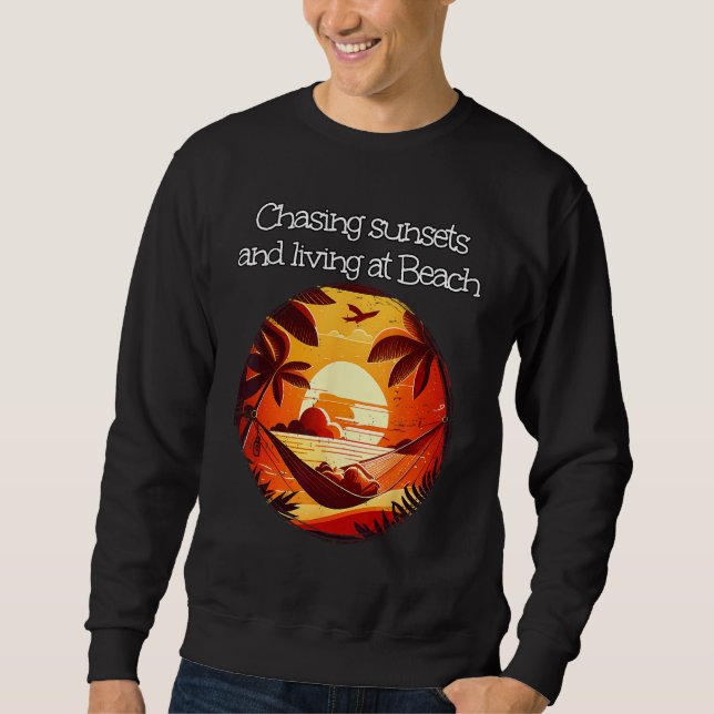 Chasing sunset and sleeping in Palm Tree Bed Sweatshirt (Front)