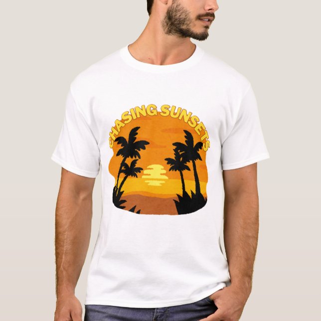 Chasing Sunsets Aesthetic Minimalist T-Shirt  (Front)