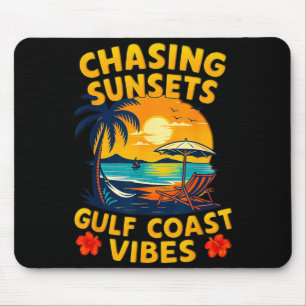 Chasing Sunsets Gulf Coast Vibes Retro Beach Mouse Mat