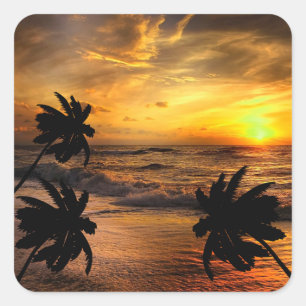 CHASING SUNSETS OCEAN SCENERY NATURE SQUARE STICKER