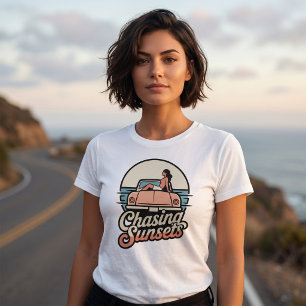 Chasing Sunsets Retro Aesthetic Women Tee