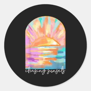 Chasing Sunsets Summer Vacation Hawaii Beach Funny Classic Round Sticker