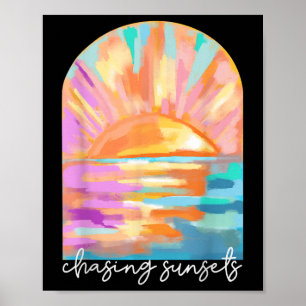 Chasing Sunsets Summer Vacation Hawaii Beach Funny Poster