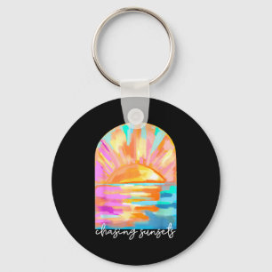 Chasing sunsets sunshine hawaii summer vacation key ring