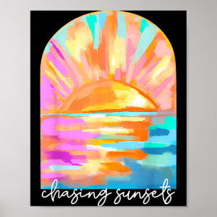 Chasing sunsets sunshine hawaii summer vacation poster