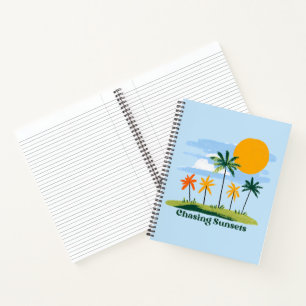 Chasing Sunsets Vintage Tropical Palm Trees Notebook