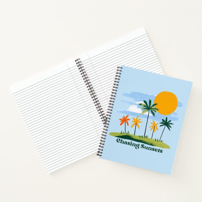 Chasing Sunsets Vintage Tropical Palm Trees  Notebook (Inside)