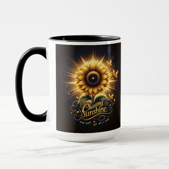 Chasing Sunshine Mug - Inspiring Coffee Cup,  (Left)