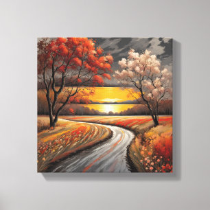 Chasing the Autumn Sunset Canvas Print