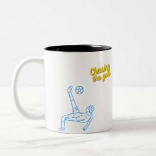 Chasing the Goal   Motivational Sports Design for  Two-Tone Coffee Mug