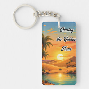Chasing the Golden Hour Desert Sunset Aesthetic Key Ring
