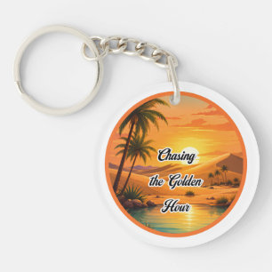 Chasing the Golden Hour Sunset Oasis Aesthetic Key Ring