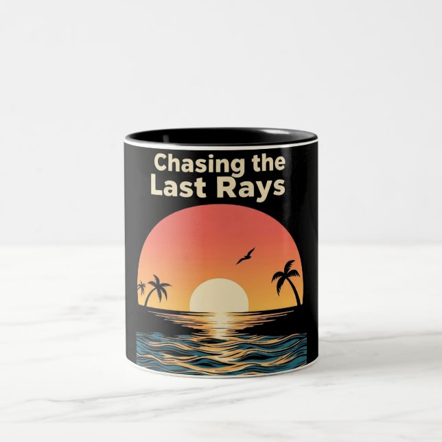 Chasing The Last Ray – Sunset Dreamer Aesthetic Two-Tone Coffee Mug (Center)