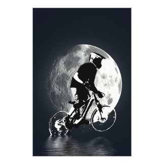 Chasing the Moon - Mountain Biker  Photo Print