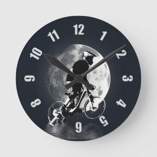 Chasing the Moon - Mountain Biker Round Clock