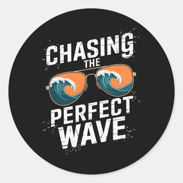 Chasing The Perfect Wave Surfing - Beach Adventure Classic Round Sticker (Front)