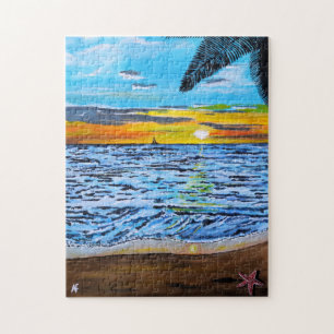 Chasing the Sunset Painting by Alfred Fox Jigsaw Puzzle