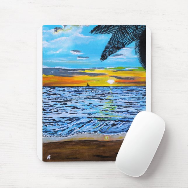 Chasing the Sunset Painting by Alfred Fox Mouse Mat (With Mouse)