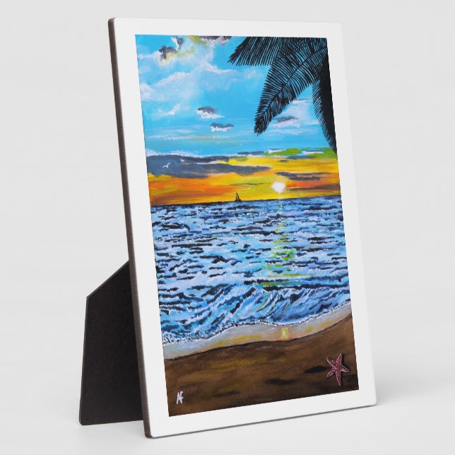 Chasing the Sunset Painting by Alfred Fox Plaque (Side)