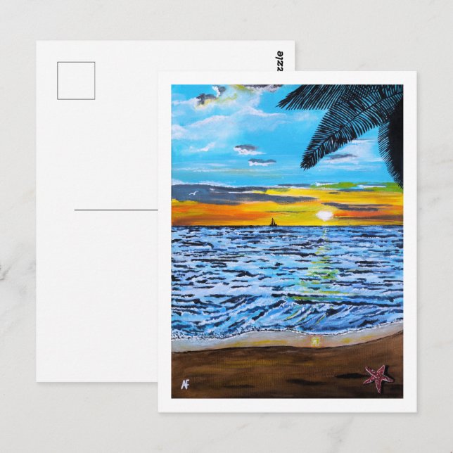 Chasing the Sunset Painting by Alfred Fox Postcard (Front/Back)