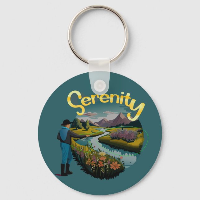 Chasing Trout In Mountain Stream Keychain (Front)