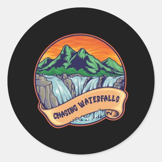 Chasing Waterfalls Hiking Outdoor Climbing Classic Round Sticker (Front)