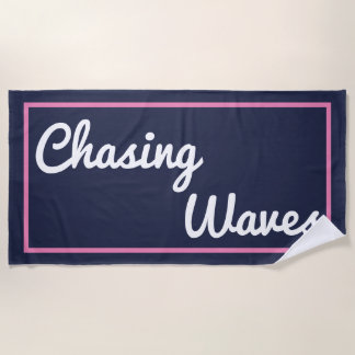 Chasing Waves Navy and Pink Beach Towel
