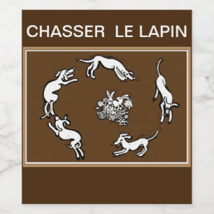 Chasser le lapin Hunting rabbits Wine Label