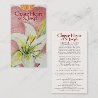 Chaste Heart of St. Joseph Holy Card - Litany