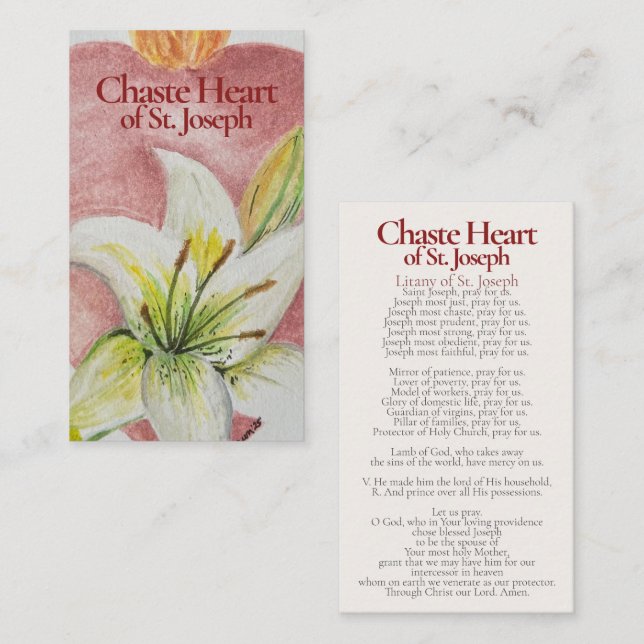 Chaste Heart of St. Joseph Holy Card - Litany (Front/Back)