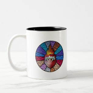 Chaste Heart of St. Joseph: Stained Glass Version  Two-Tone Coffee Mug