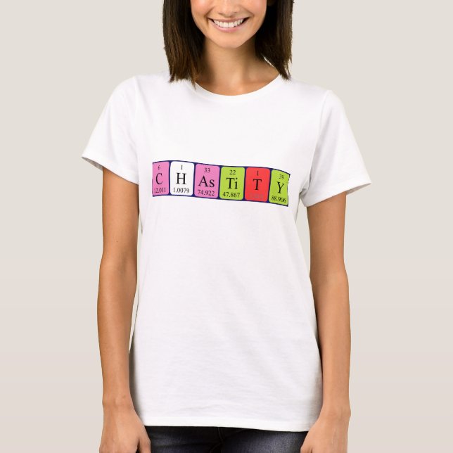 Chastity periodic table name shirt (Front)