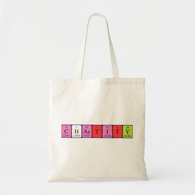 Chastity periodic table name tote bag (Front)