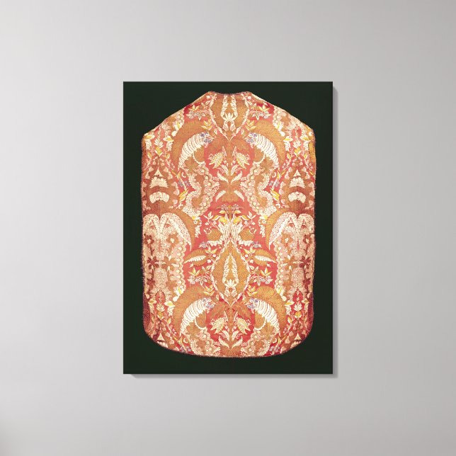 Chasuble, lace patterned silk, French, c.1720 Canvas Print (Front)
