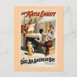 Chat, an American Boy Vintage Theatre Poster. Postcard