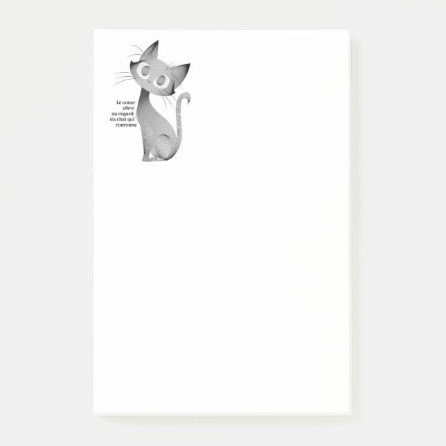 Chat assis au regard langoureux post-it notes (Front)
