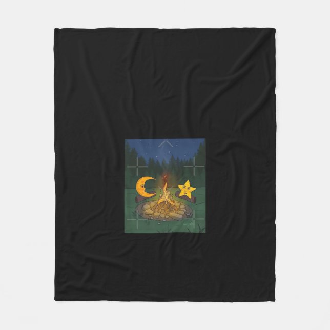 Chat Between The Moon Graphic Fleece Blanket (Front)