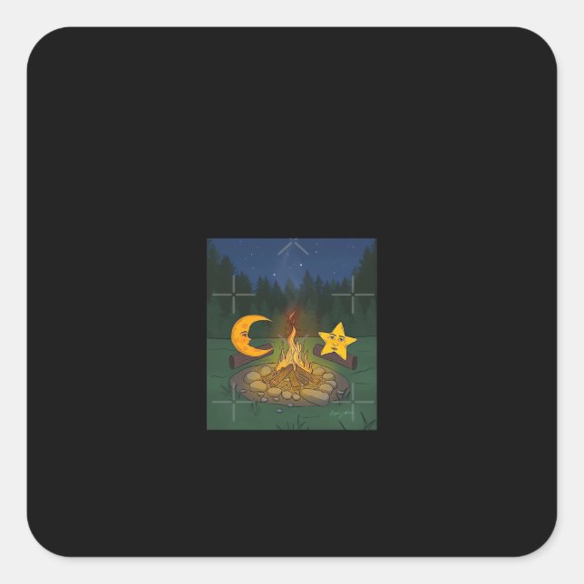 Chat Between The Moon Graphic Square Sticker (Front)