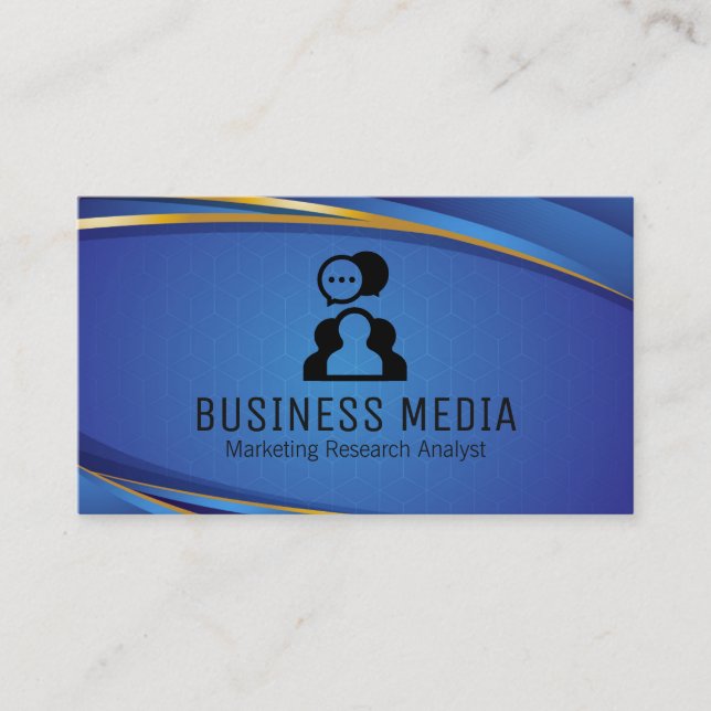 Chat Bubbles | Blue Geometric Background Business Card (Front)