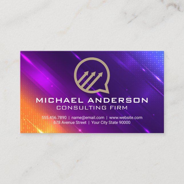 Chat Business Growth Logo | Digi Tech Background Business Card (Front)