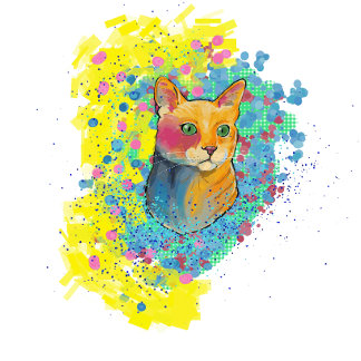 chat coloré fleece blanket