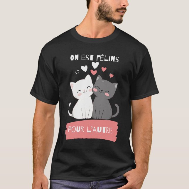 Chat in love Feline Vibes T-Shirt (Front)