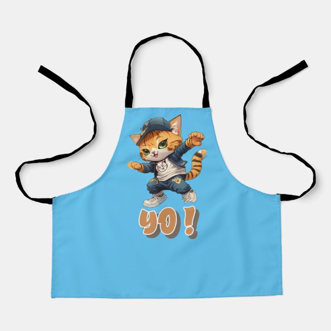 Chat jumping and relaxed - Chat Illustration Apron (Front)