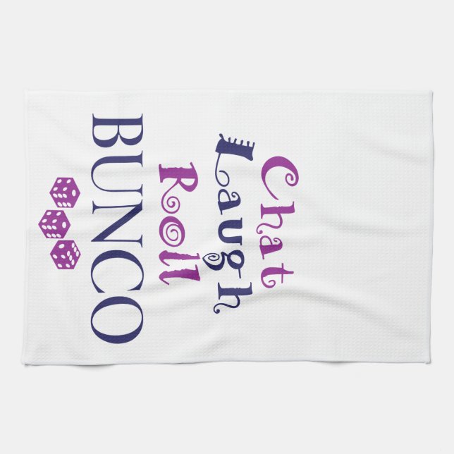 chat,laugh,roll - bunco tea towel (Horizontal)