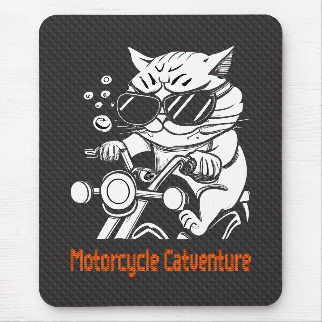 Chat motard - Motorcycle Catventure Mouse Mat (Front)
