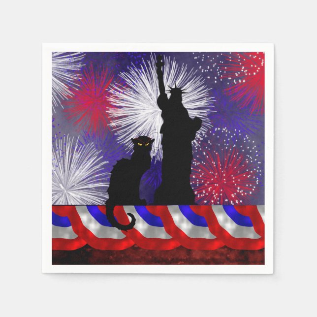 Chat Noir and July 4th Napkin (Front)