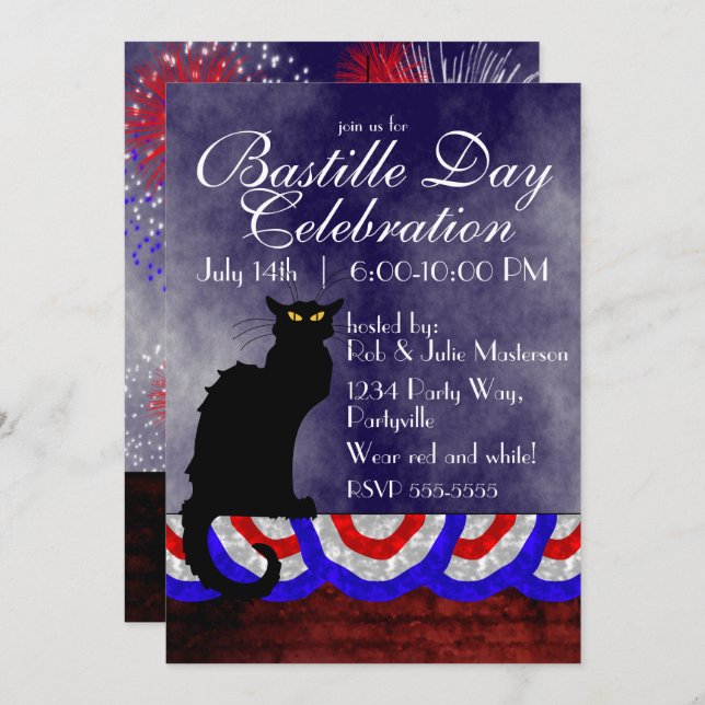 Chat Noir Bastille Day Invitation (Front/Back)